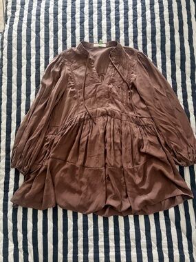 Mustard Seed Brown Long Sleeve Peasant Blouse